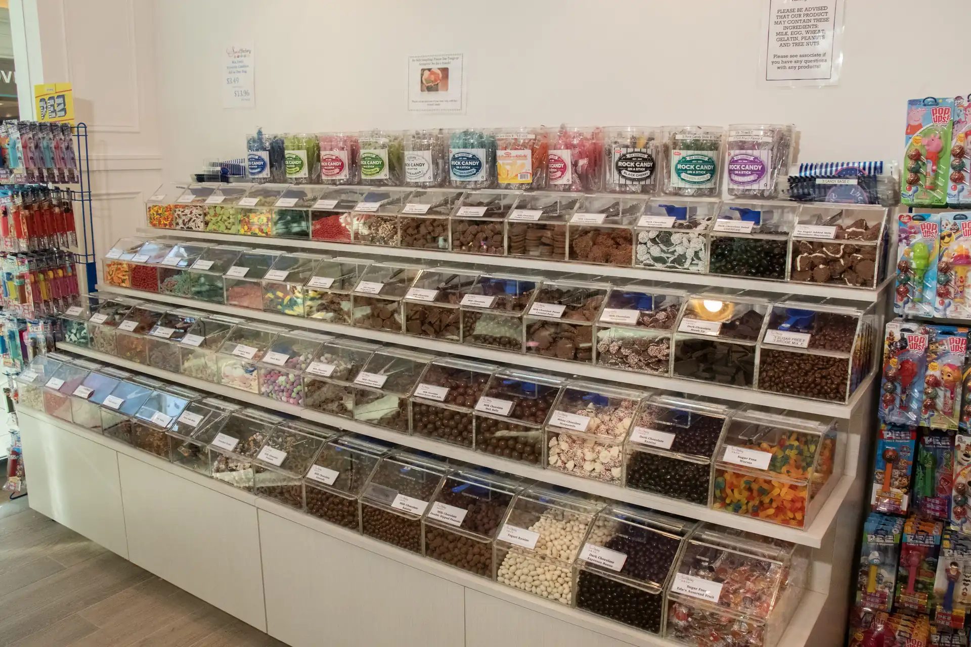 Full chocolate wall display at Sweet Factory, Somerset Mall, Troy Michigan